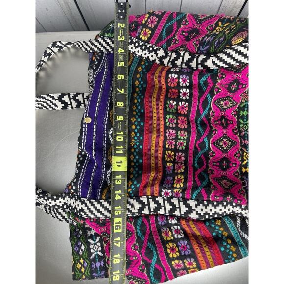 Capelli Colorful Boho Floral Multicolor Lined Interior Embroidered Bag Handbag - Picture 6 of 7